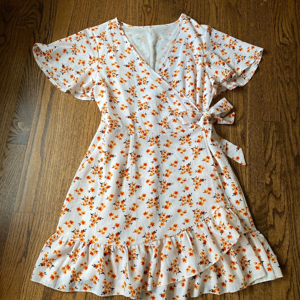 Relipop Summer Women Short Sleeve Print Dress V Neck